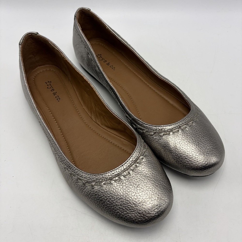 Frye & Co Toshia Leather Ballet Flats Womens 7 M 3479254 Pewter Office Career